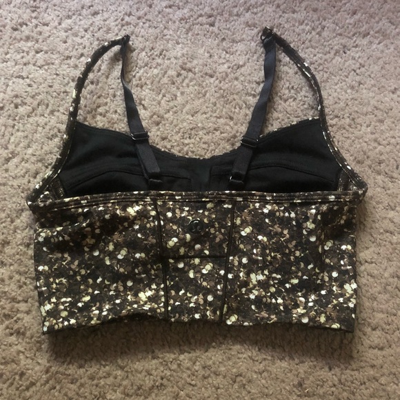Lululemon Core Set Bra In Gold Sequin Pattern S2 - Picture 2 of 3